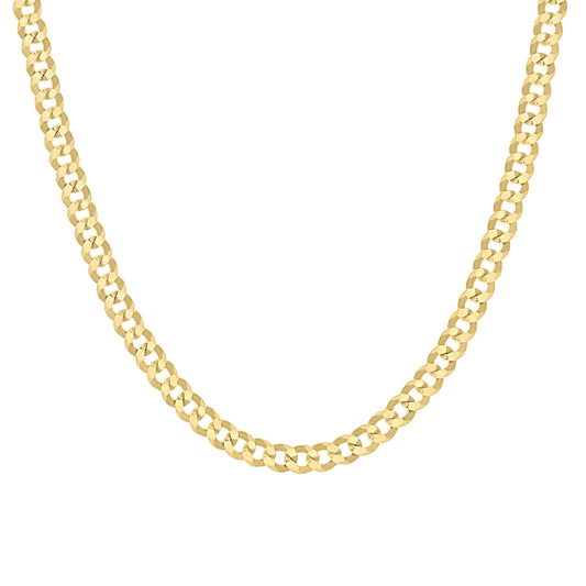 925 Silver Solid Super Flat Cuban Chain Yellow 3.7mm