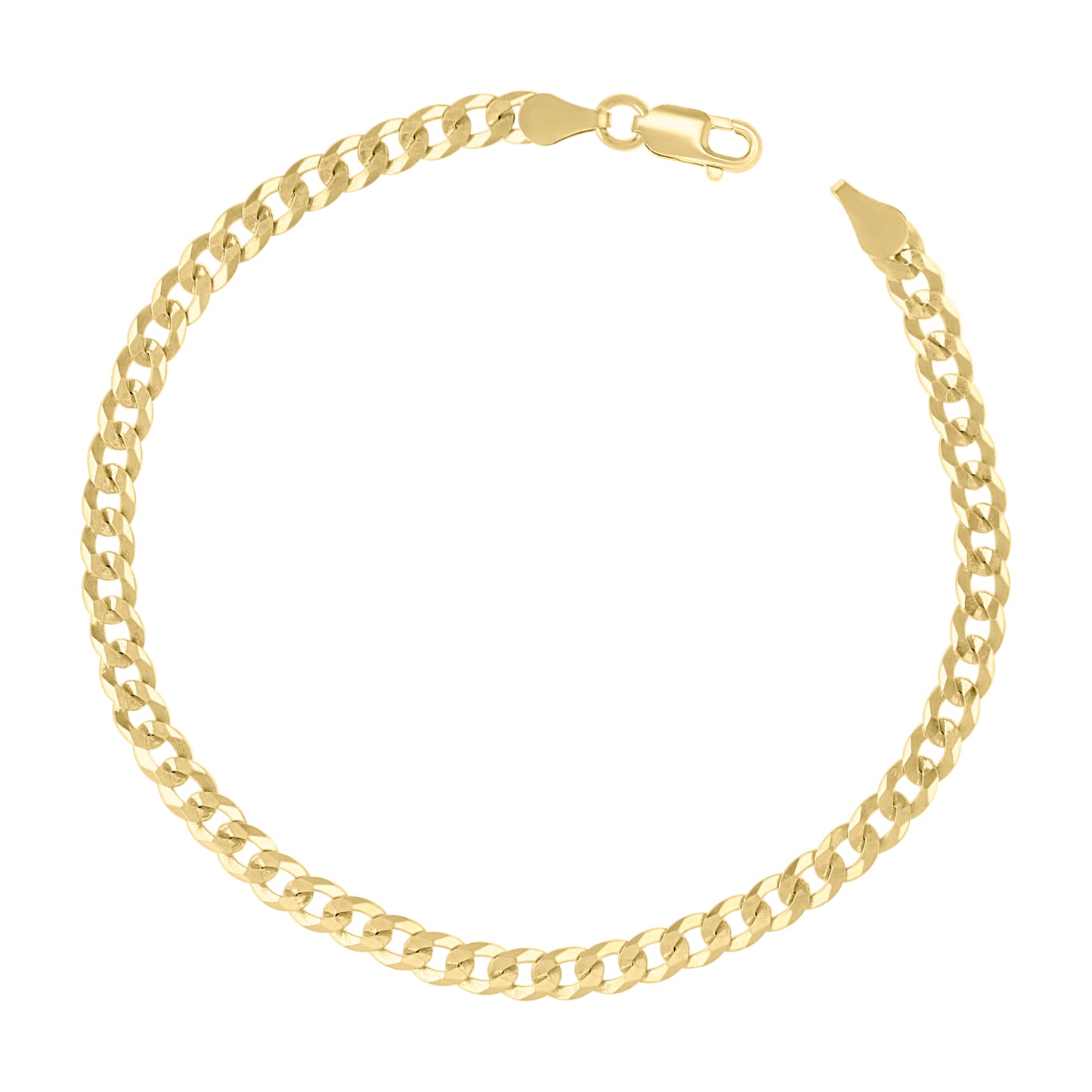 925 Silver Solid Super Flat Cuban Chain Yellow 3.7mm