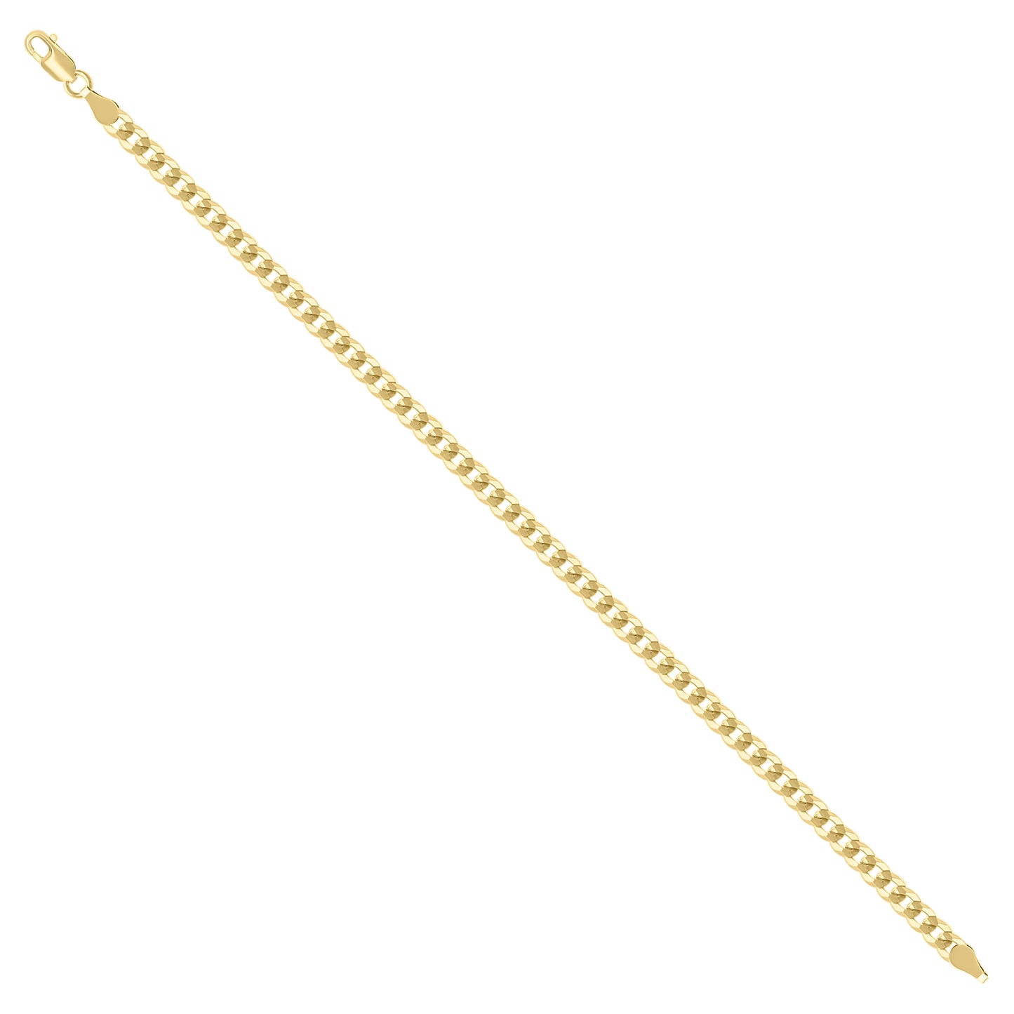 925 Silver Solid Super Flat Cuban Chain Yellow 3.7mm