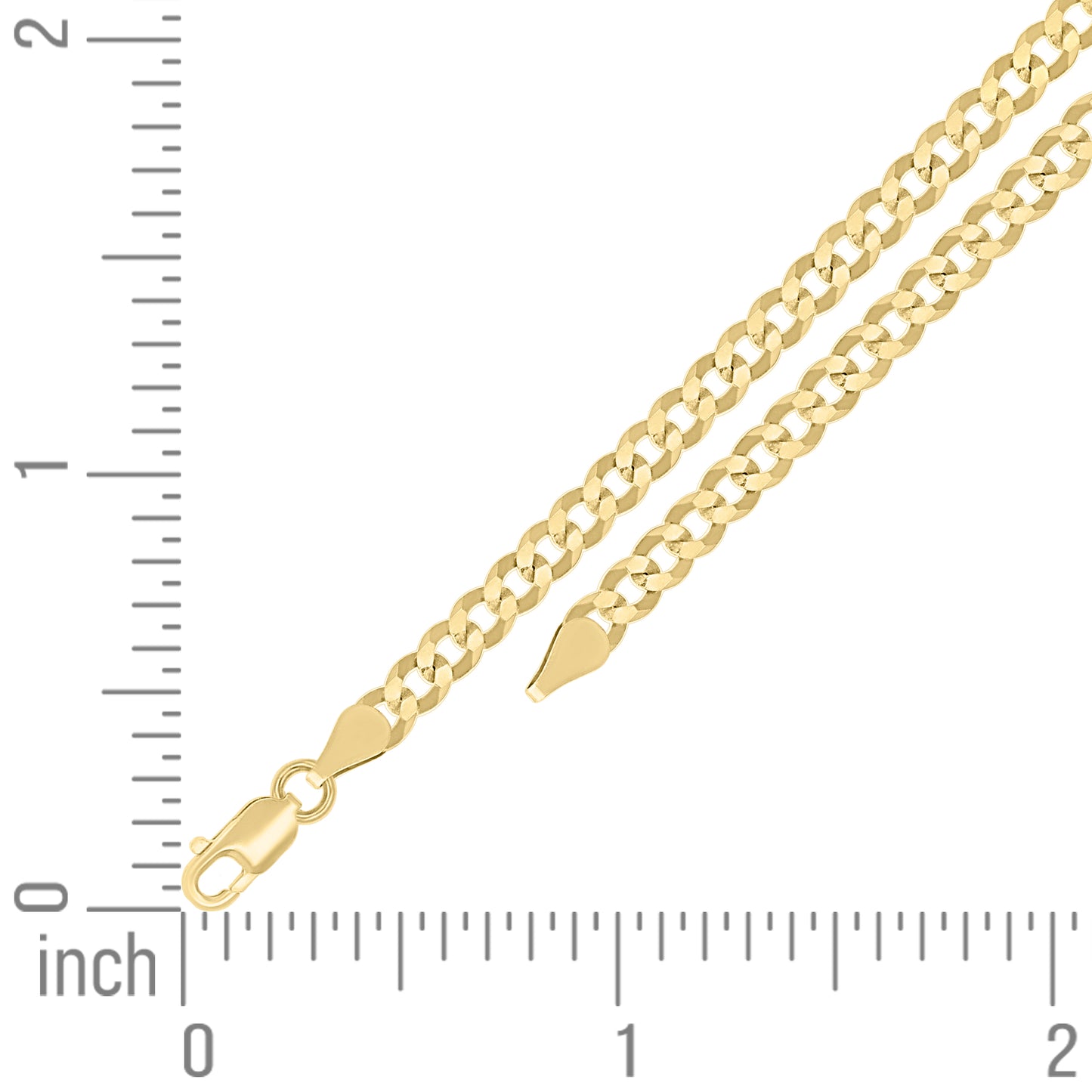 925 Silver Solid Super Flat Cuban Chain Yellow 3.7mm