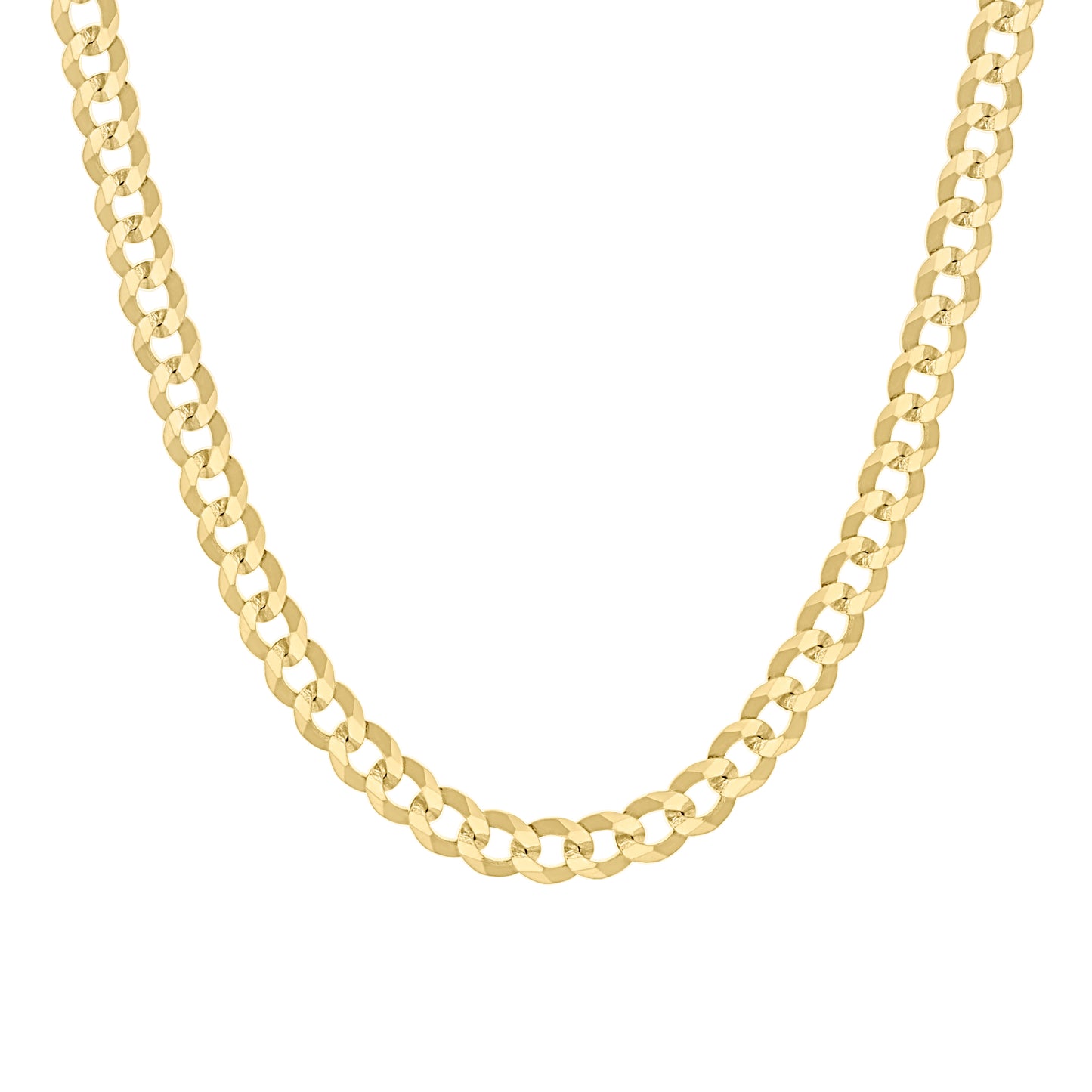 925 Silver Solid Super Flat Cuban Chain Yellow 4.2mm