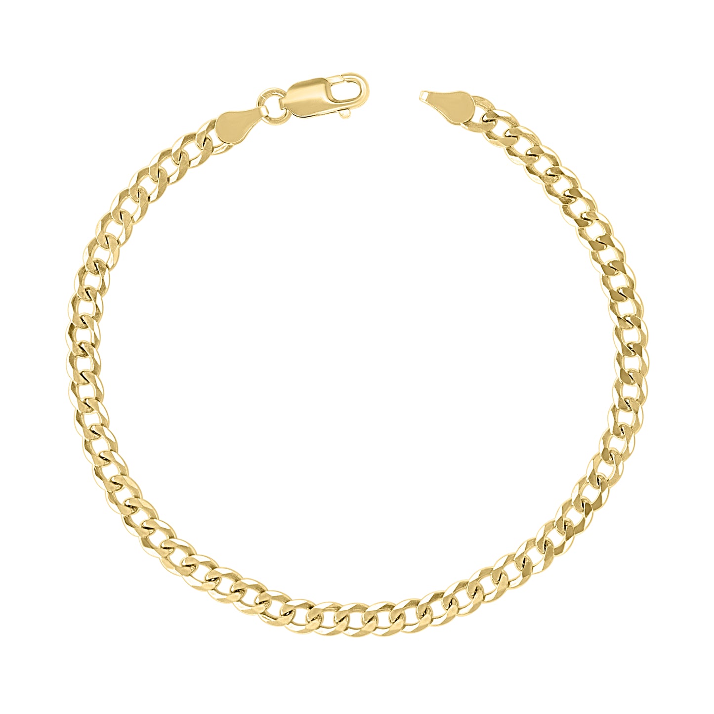 925 Silver Solid Super Flat Cuban Chain Yellow 4.2mm