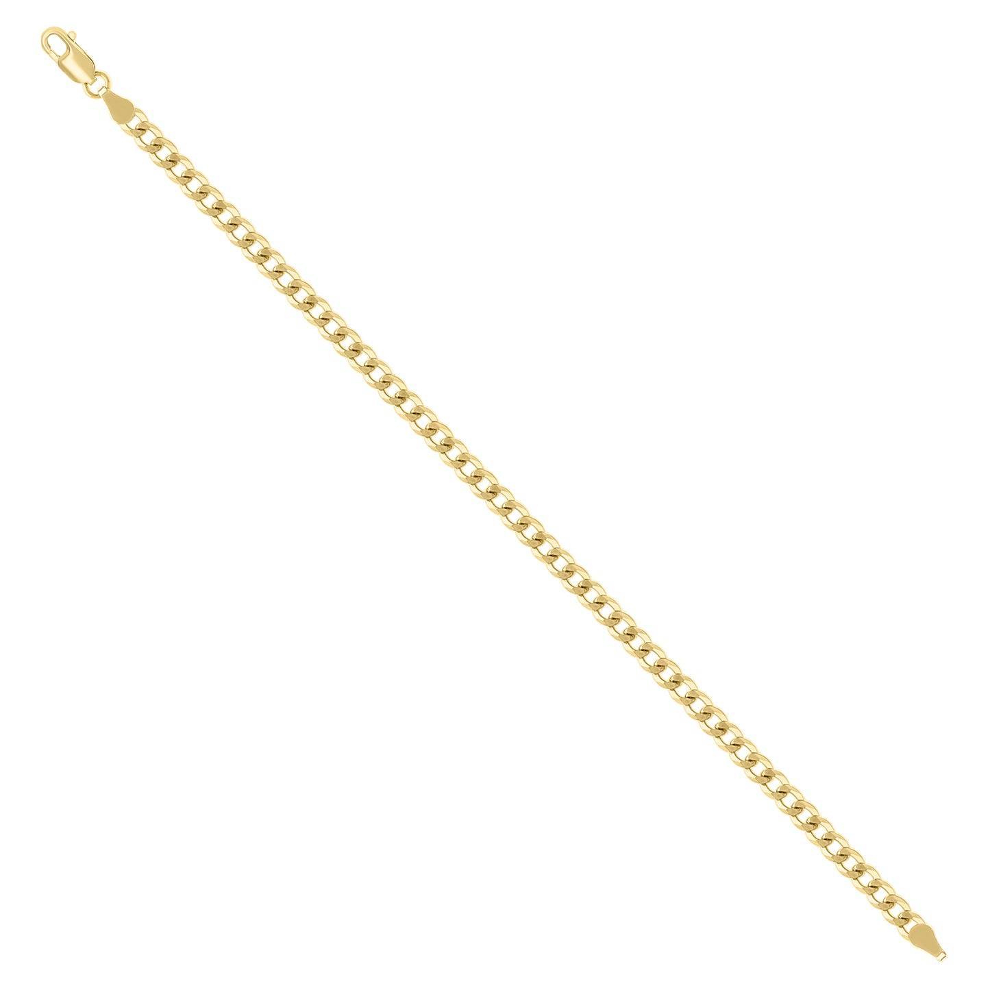 925 Silver Solid Super Flat Cuban Chain Yellow 4.2mm