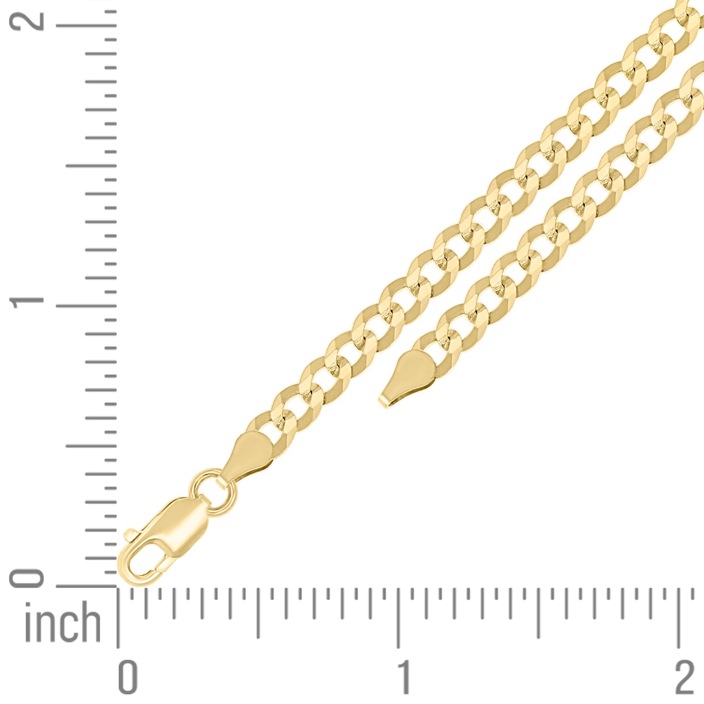 925 Silver Solid Super Flat Cuban Chain Yellow 4.2mm