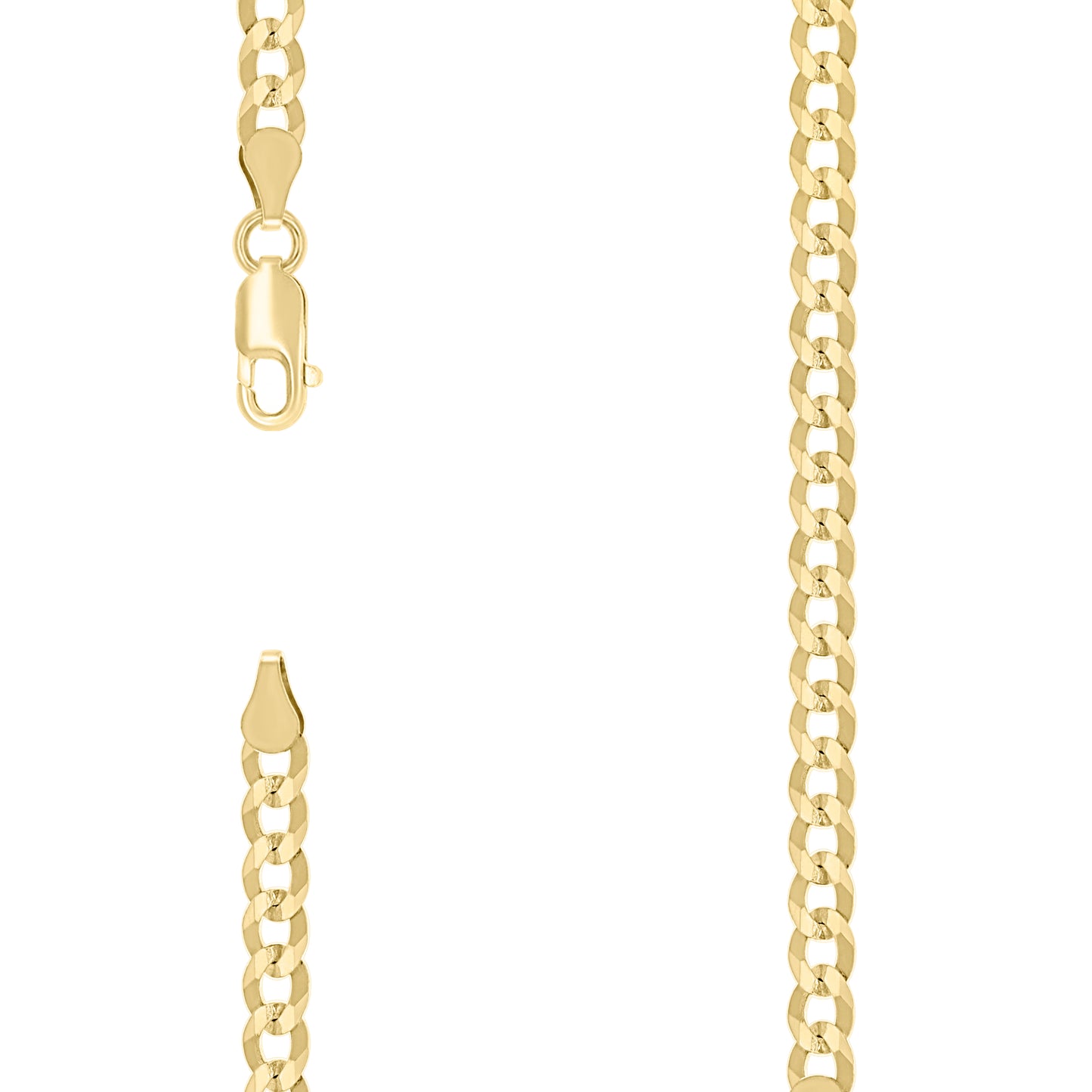 925 Silver Solid Super Flat Cuban Chain Yellow 4.2mm