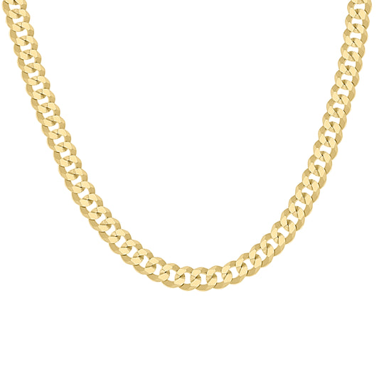 925 Silver Solid Super Flat Cuban Chain Yellow 5.2mm