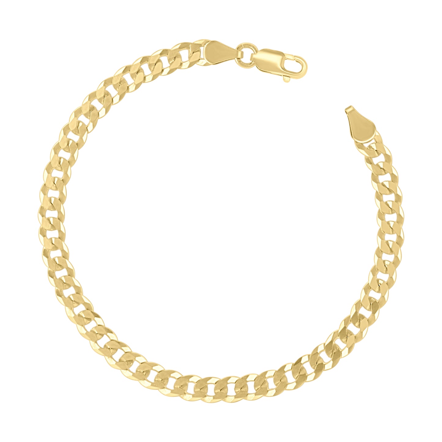 925 Silver Solid Super Flat Cuban Chain Yellow 5.2mm