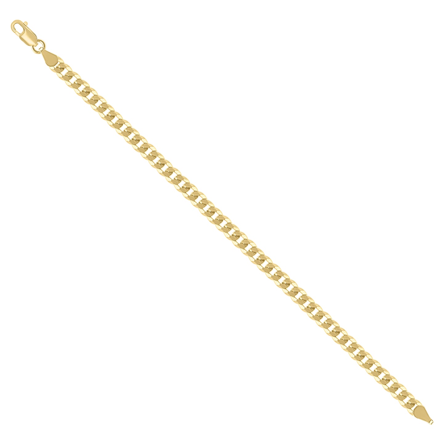 925 Silver Solid Super Flat Cuban Chain Yellow 5.2mm