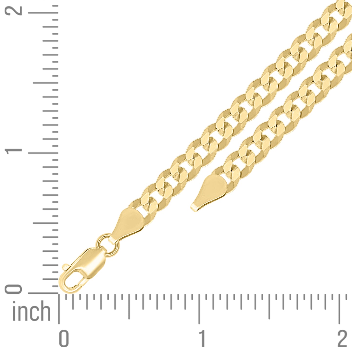 925 Silver Solid Super Flat Cuban Chain Yellow 5.2mm