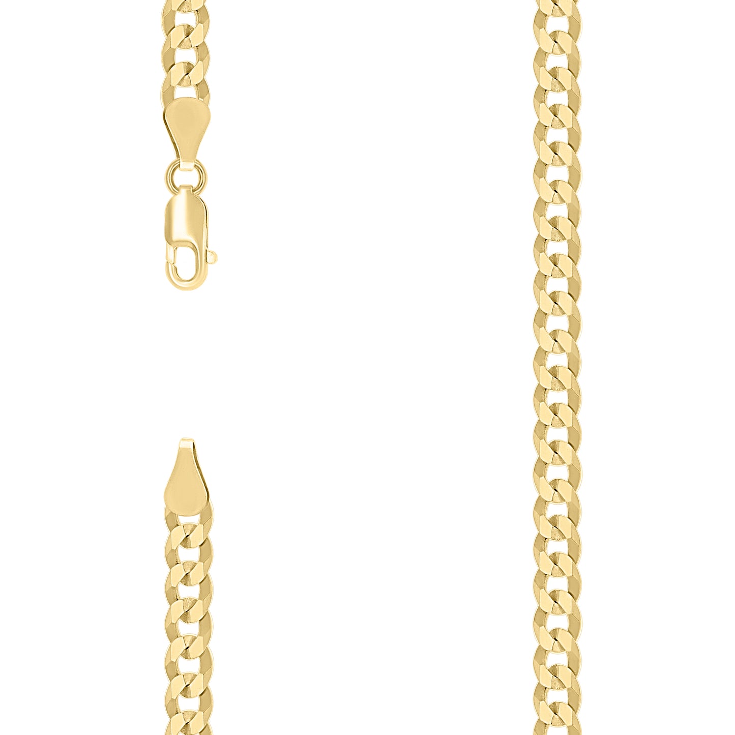 925 Silver Solid Super Flat Cuban Chain Yellow 5.2mm