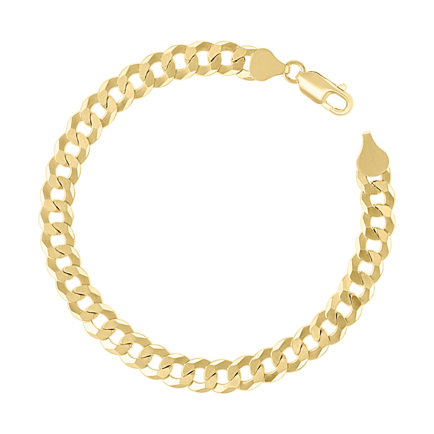 925 Silver Solid Super Flat Cuban Chain Yellow 6.8mm