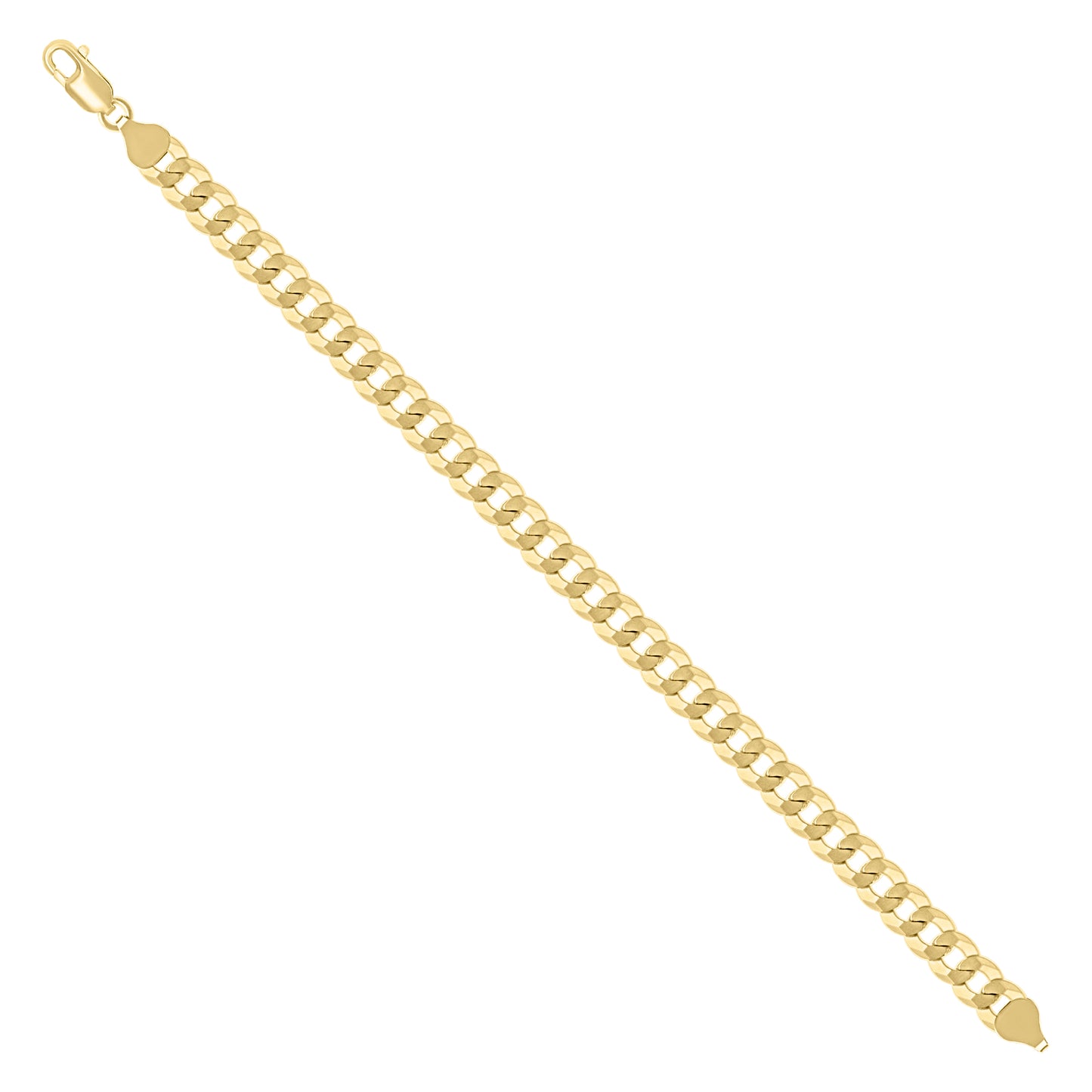 925 Silver Solid Super Flat Cuban Chain Yellow 6.8mm