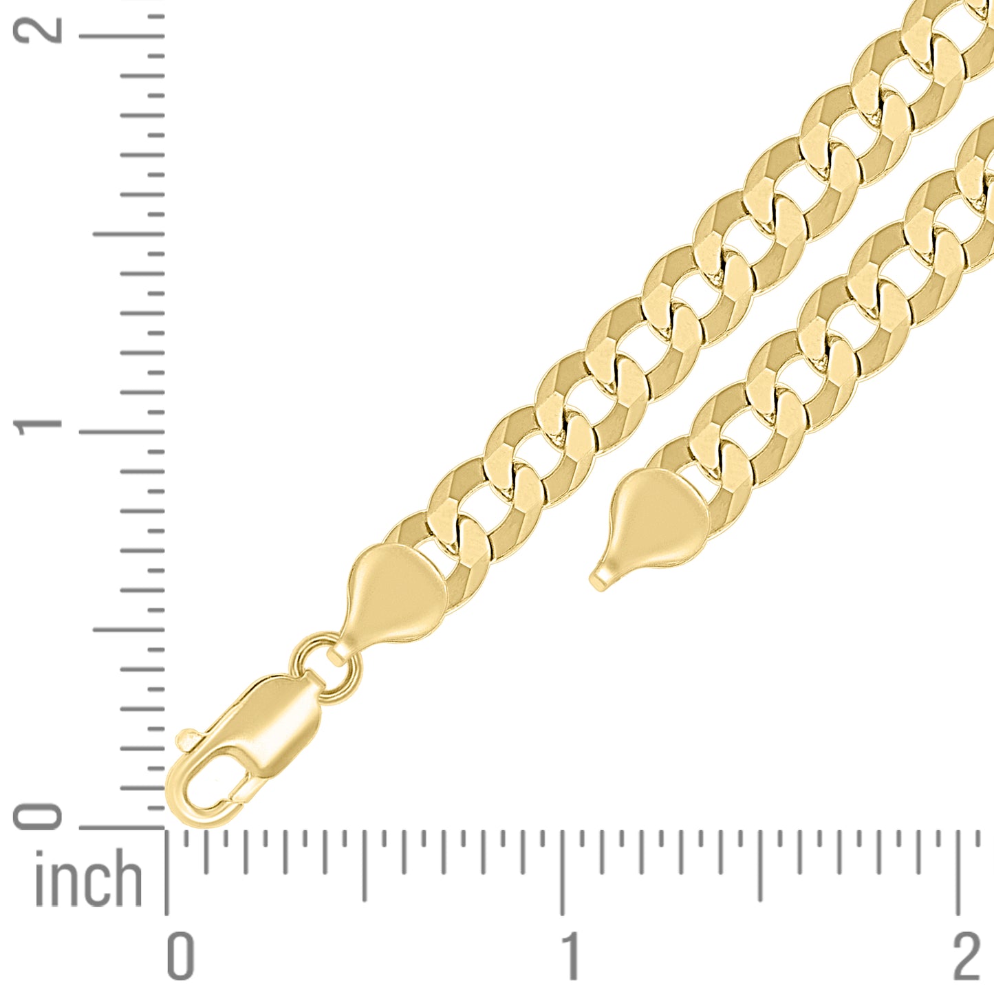 925 Silver Solid Super Flat Cuban Chain Yellow 6.8mm