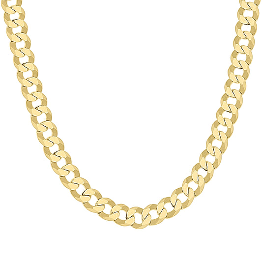 925 Silver Solid Super Flat Cuban Chain Yellow 7.4mm