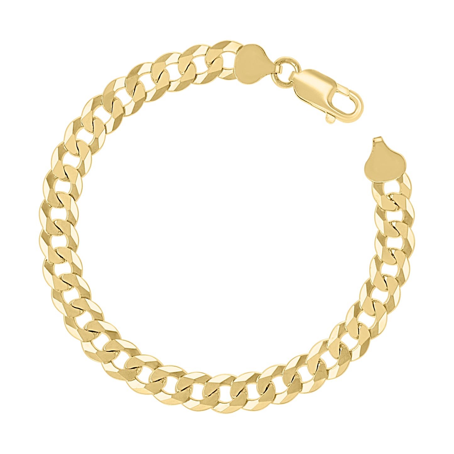 925 Silver Solid Super Flat Cuban Chain Yellow 7.4mm