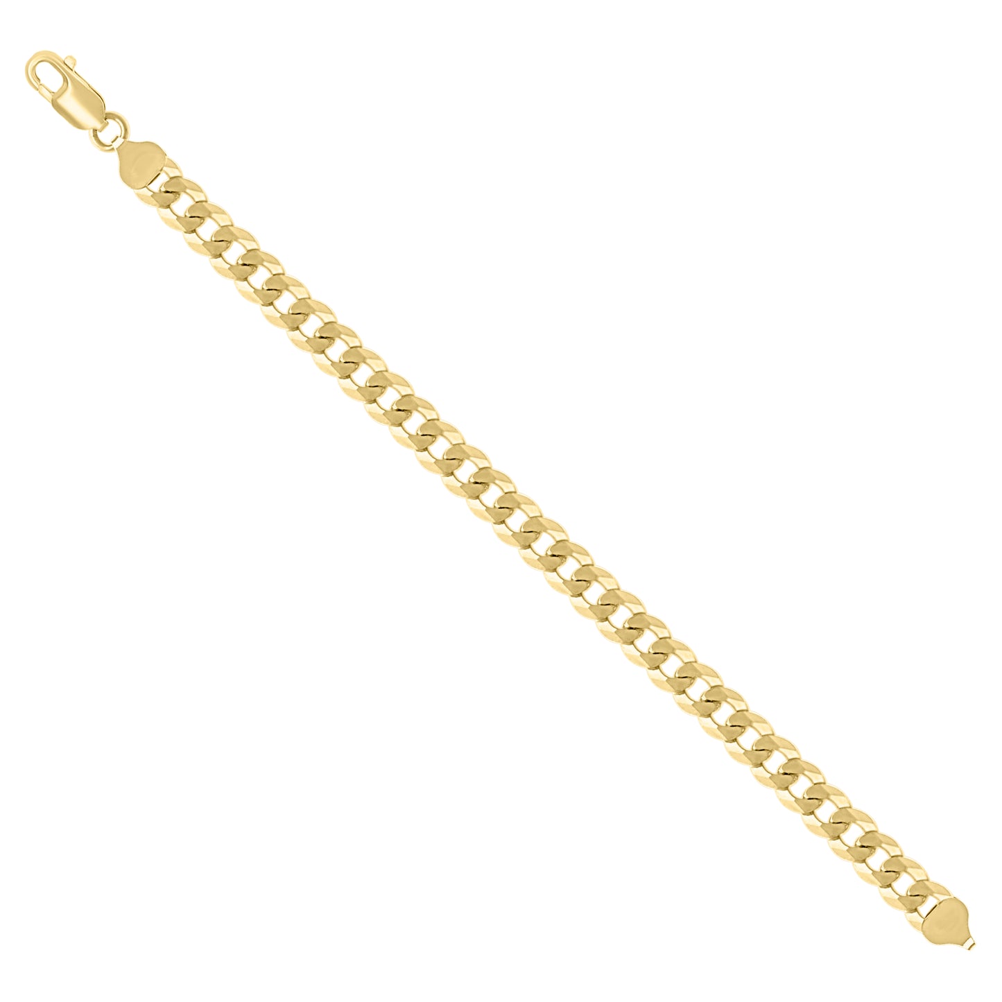 925 Silver Solid Super Flat Cuban Chain Yellow 7.4mm