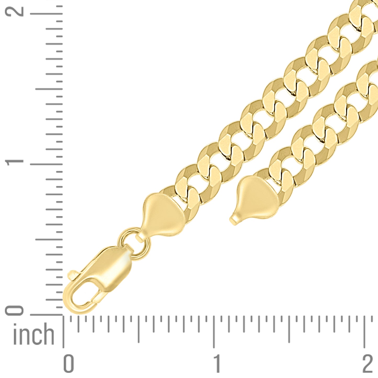 925 Silver Solid Super Flat Cuban Chain Yellow 7.4mm