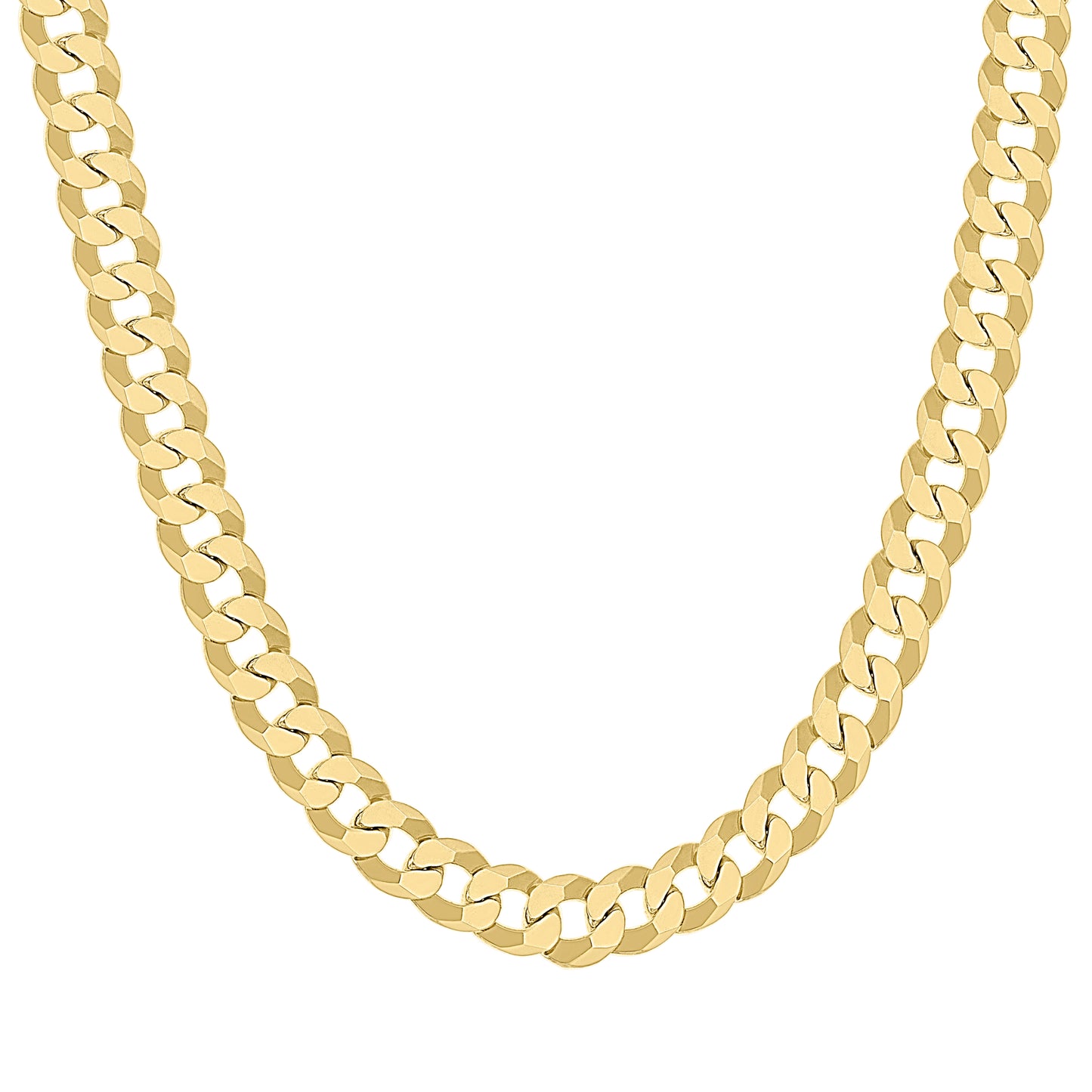 925 Silver Solid Super Flat Cuban Chain Yellow 8.7mm