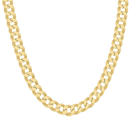 925 Silver Solid Super Flat Cuban Chain Yellow 8.7mm