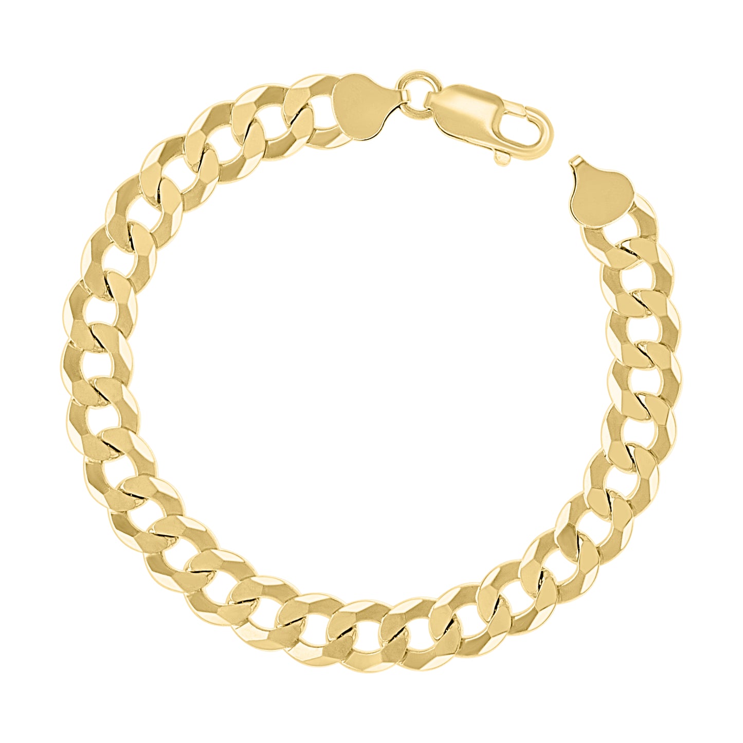 925 Silver Solid Super Flat Cuban Chain Yellow 8.7mm