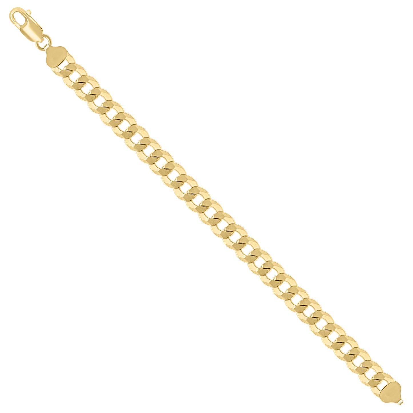 925 Silver Solid Super Flat Cuban Chain Yellow 8.7mm