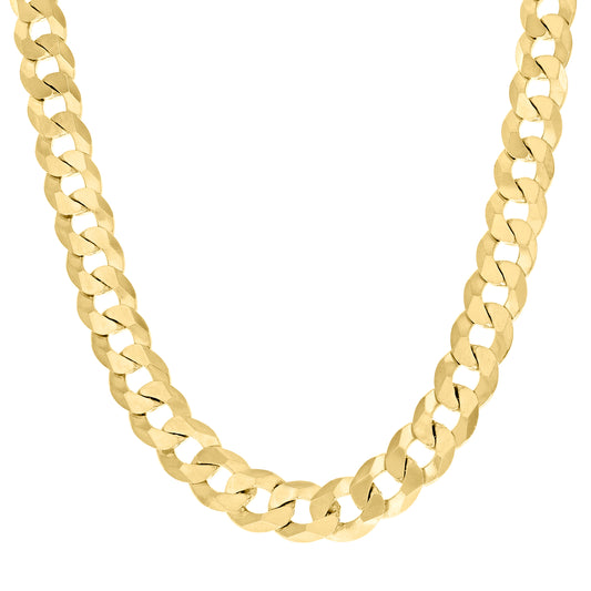 925 Silver Solid Super Flat Cuban Chain Yellow 10.5mm