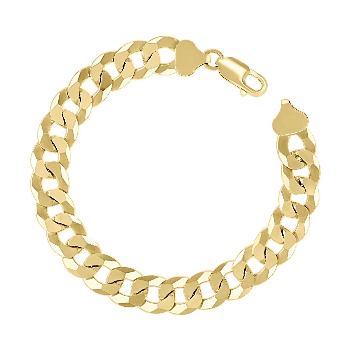 925 Silver Solid Super Flat Cuban Chain Yellow 10.5mm
