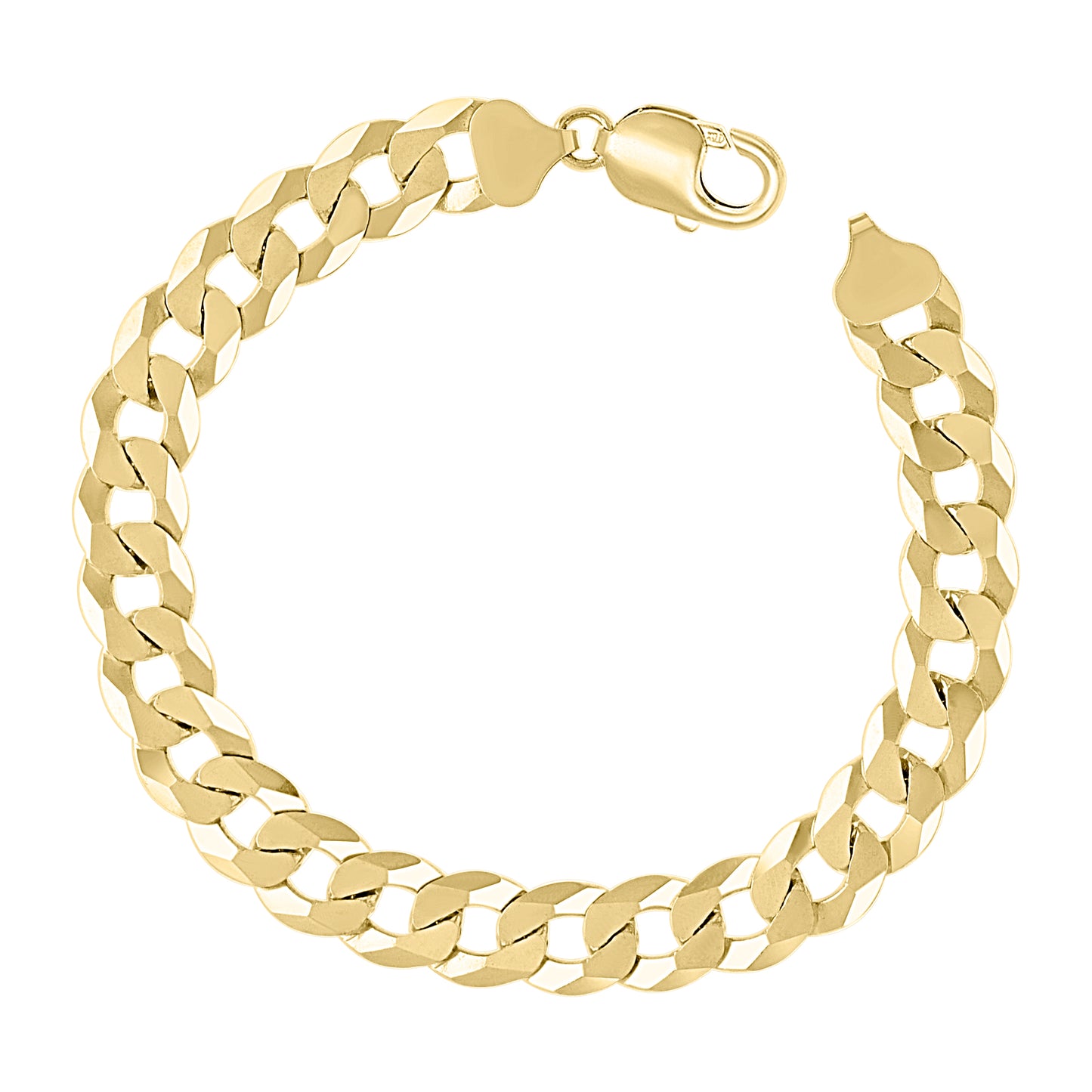 925 Silver Solid Super Flat Cuban Chain Yellow 12.5mm
