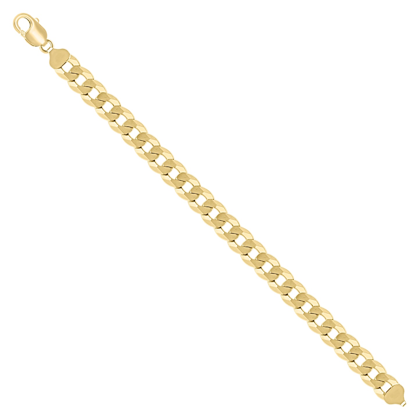925 Silver Solid Super Flat Cuban Chain Yellow 12.5mm