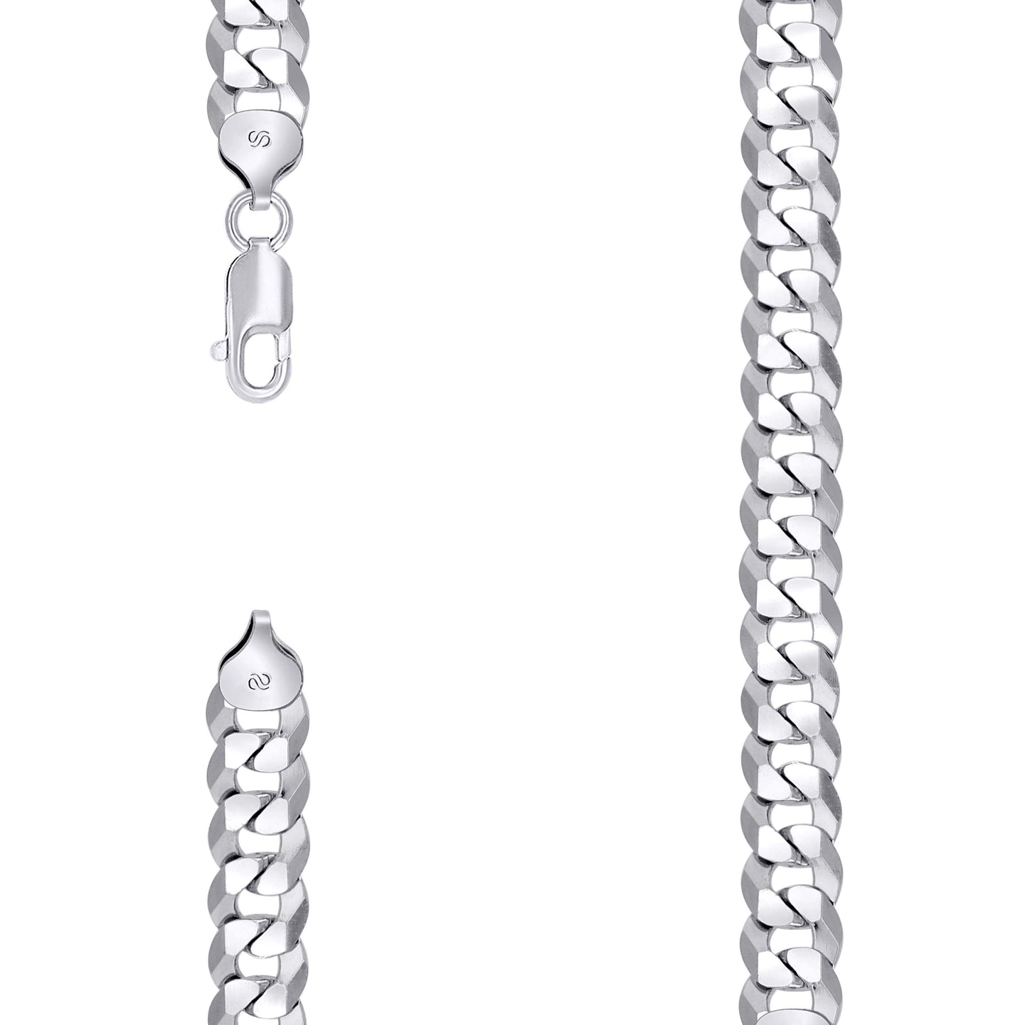 925 Silver Solid Super Flat Cuban Chain 10mm