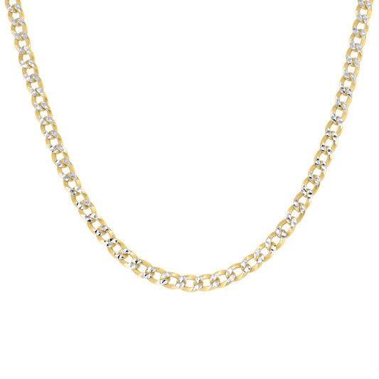 925 Silver Solid Super Flat Cuban Chain Two-tone 2.8mm