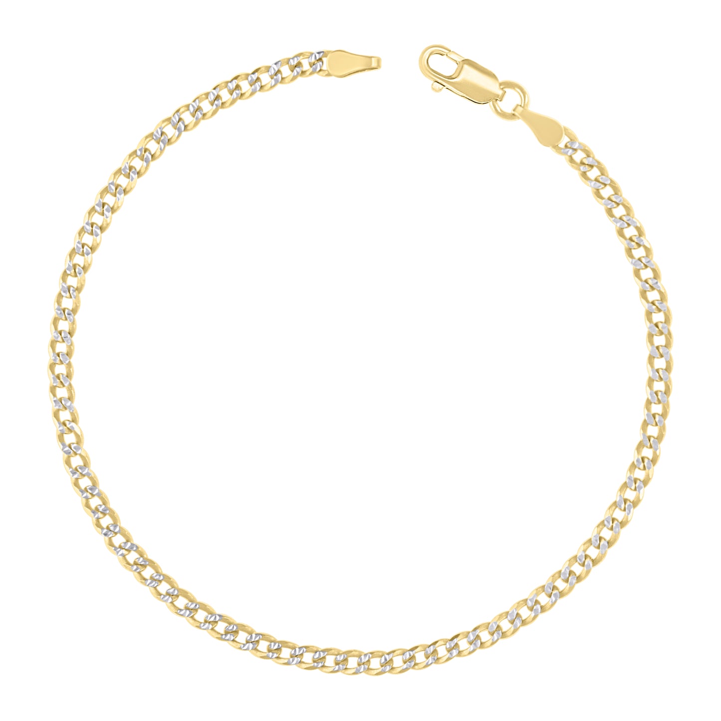 925 Silver Solid Super Flat Cuban Chain Two-tone 2.8mm