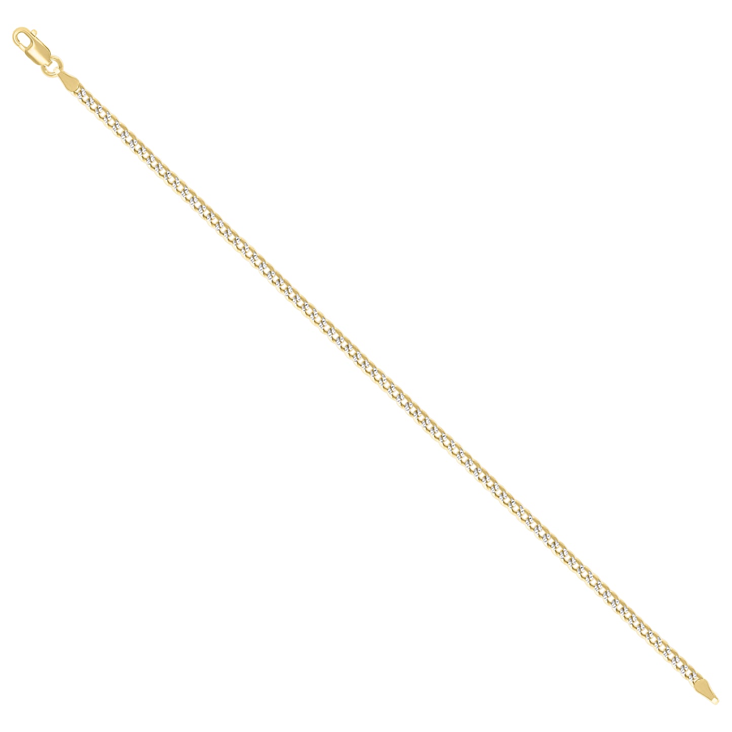 925 Silver Solid Super Flat Cuban Chain Two-tone 2.8mm