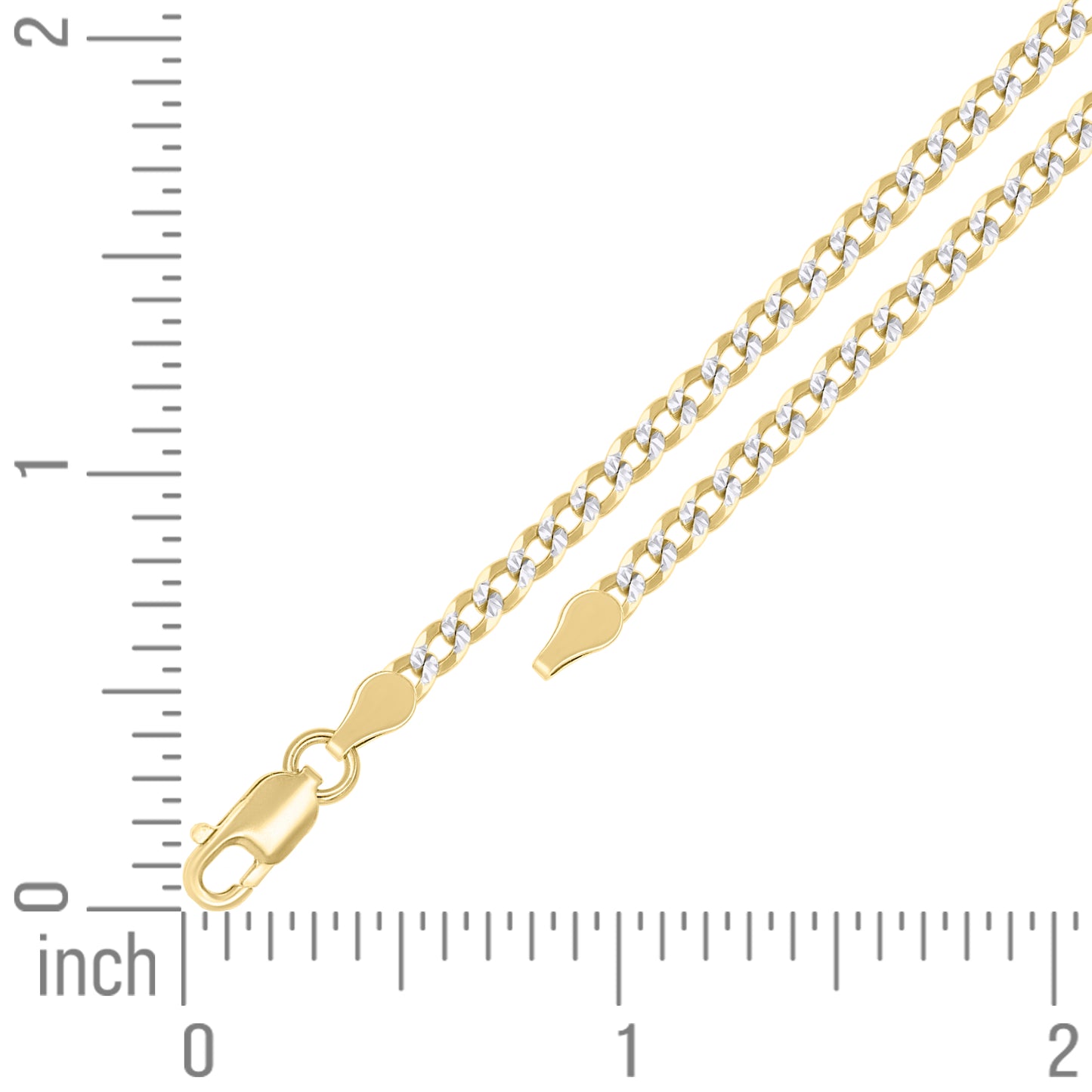 925 Silver Solid Super Flat Cuban Chain Two-tone 2.8mm