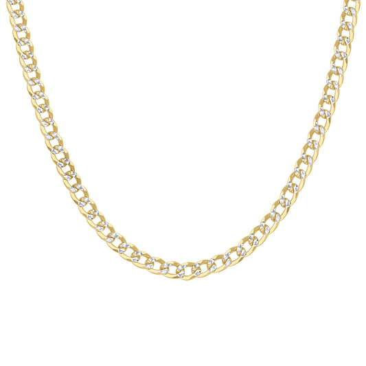 925 Silver Solid Super Flat Cuban Chain Two-tone 3.7mm