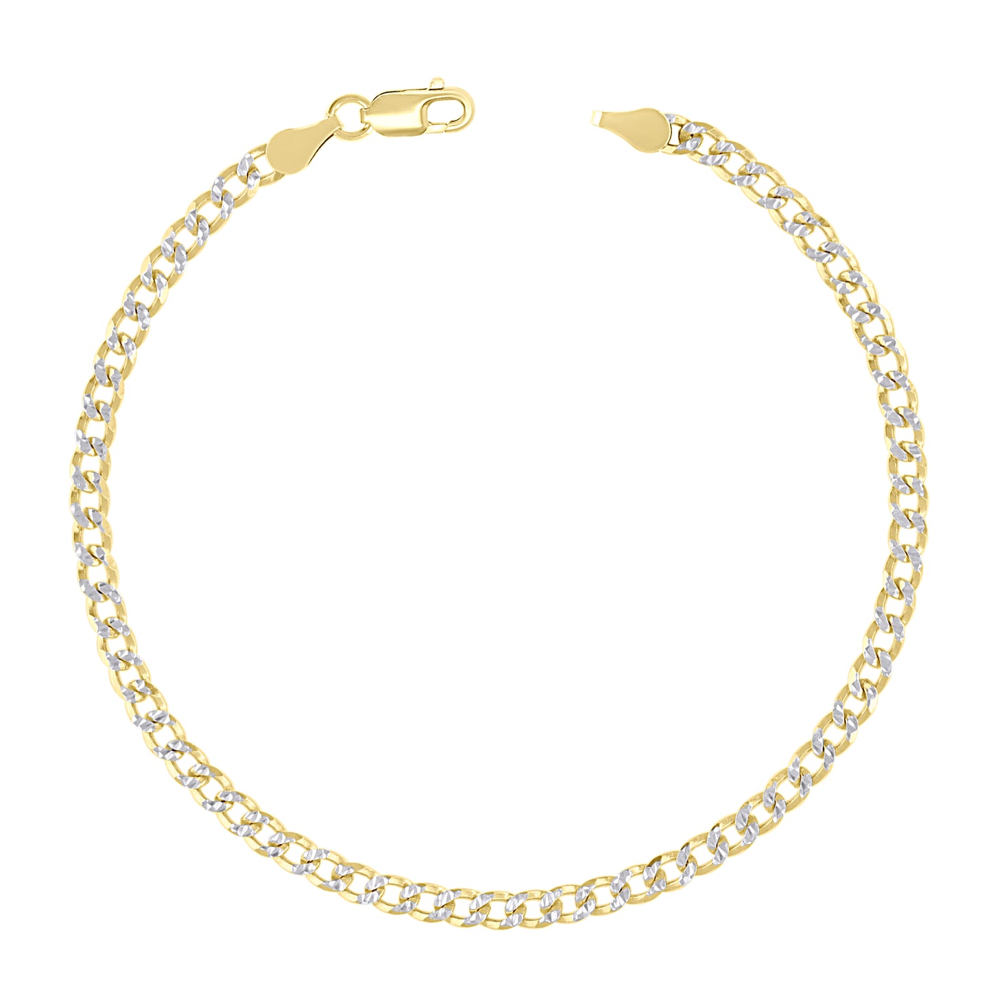 925 Silver Solid Super Flat Cuban Chain Two-tone 3.7mm