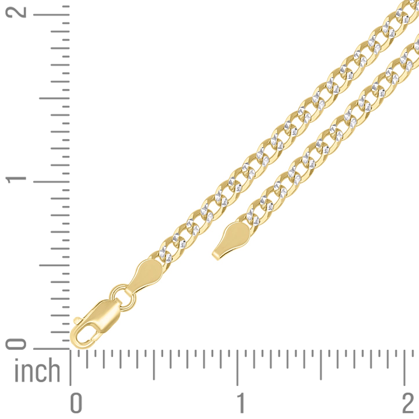 925 Silver Solid Super Flat Cuban Chain Two-tone 3.7mm