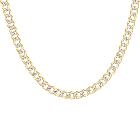 925 Silver Solid Super Flat Cuban Chain Two-tone 4.2mm