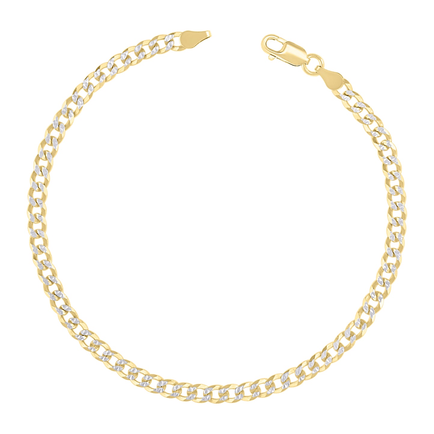 925 Silver Solid Super Flat Cuban Chain Two-tone 4.2mm