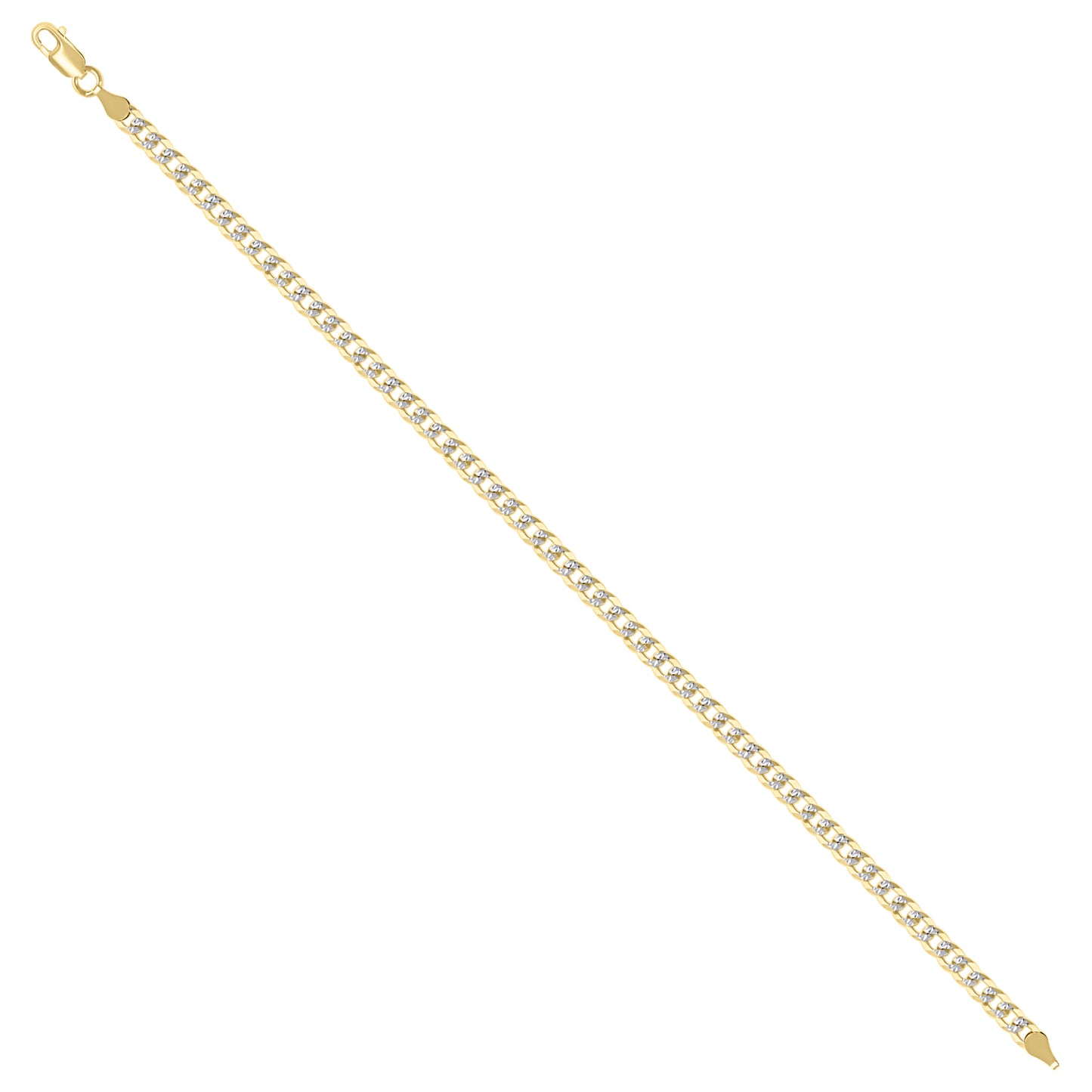 925 Silver Solid Super Flat Cuban Chain Two-tone 4.2mm