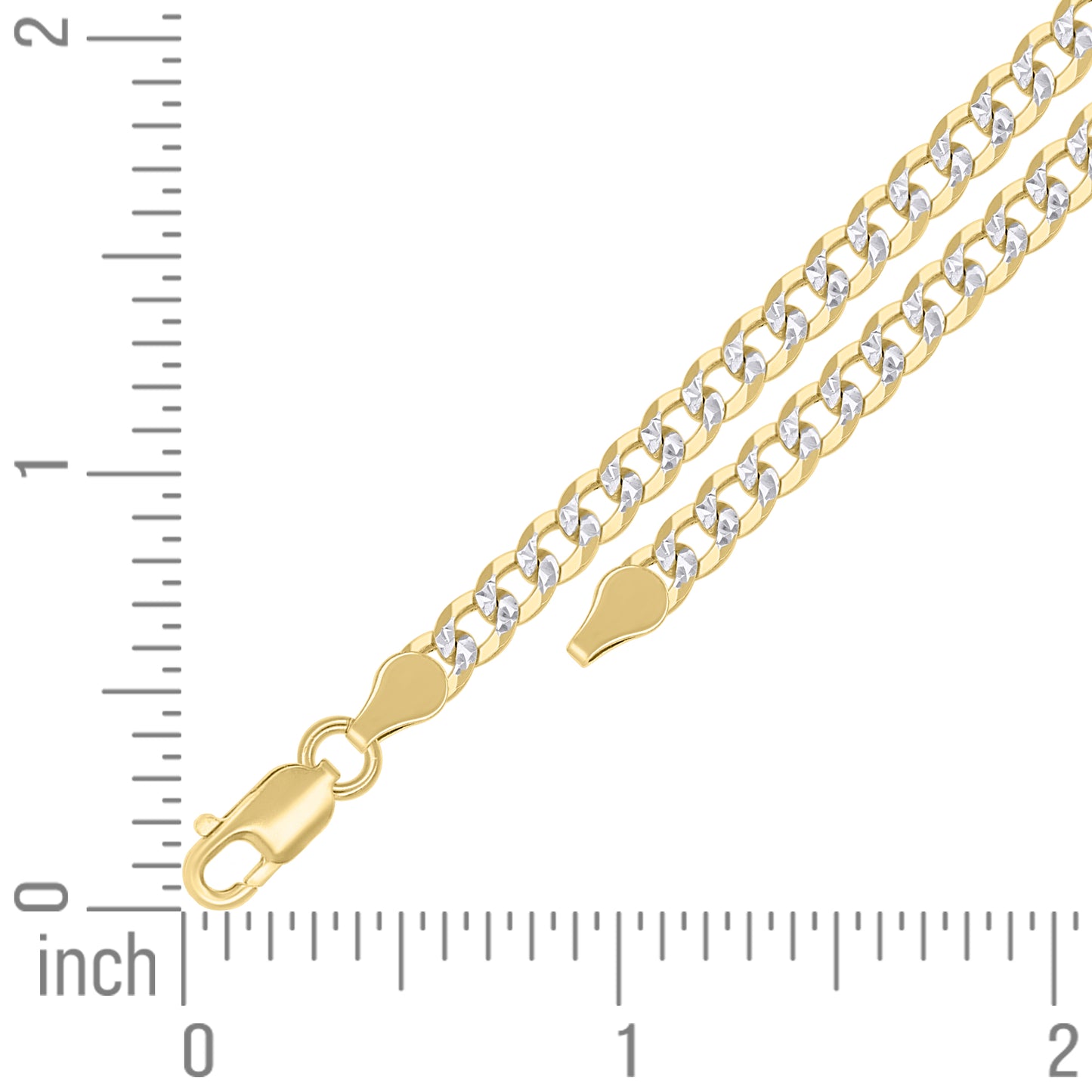 925 Silver Solid Super Flat Cuban Chain Two-tone 4.2mm