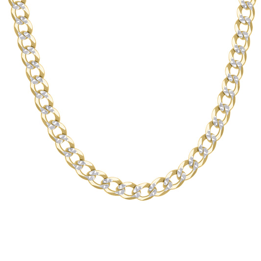 925 Silver Solid Super Flat Cuban Chain Two-tone 5.2mm