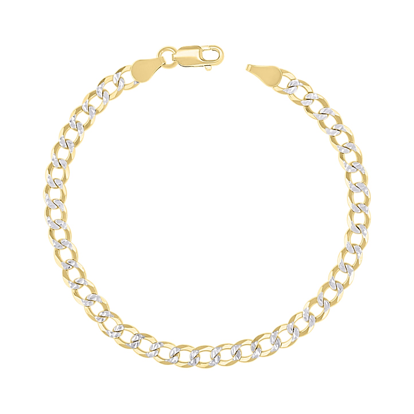 925 Silver Solid Super Flat Cuban Chain Two-tone 5.2mm