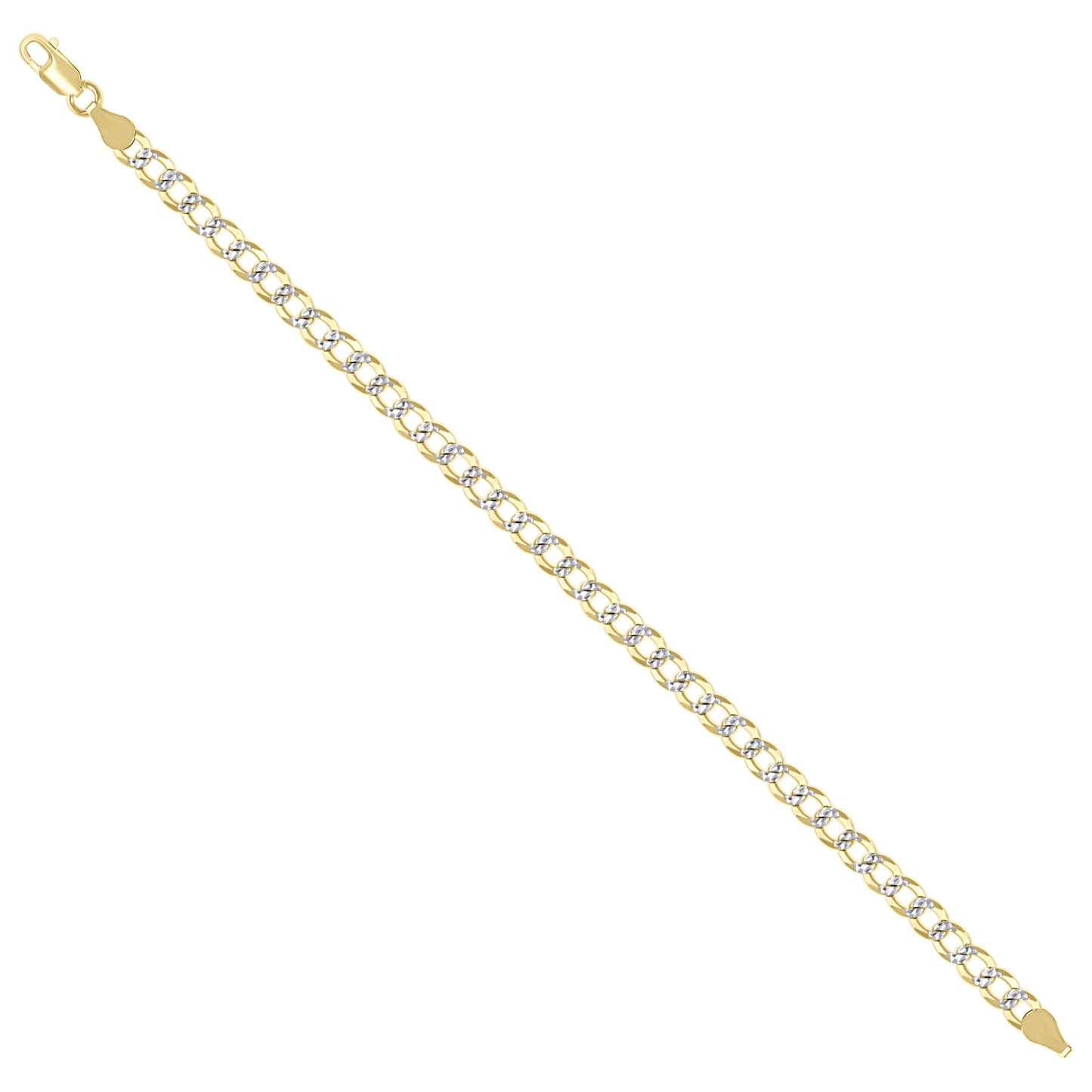 925 Silver Solid Super Flat Cuban Chain Two-tone 5.2mm