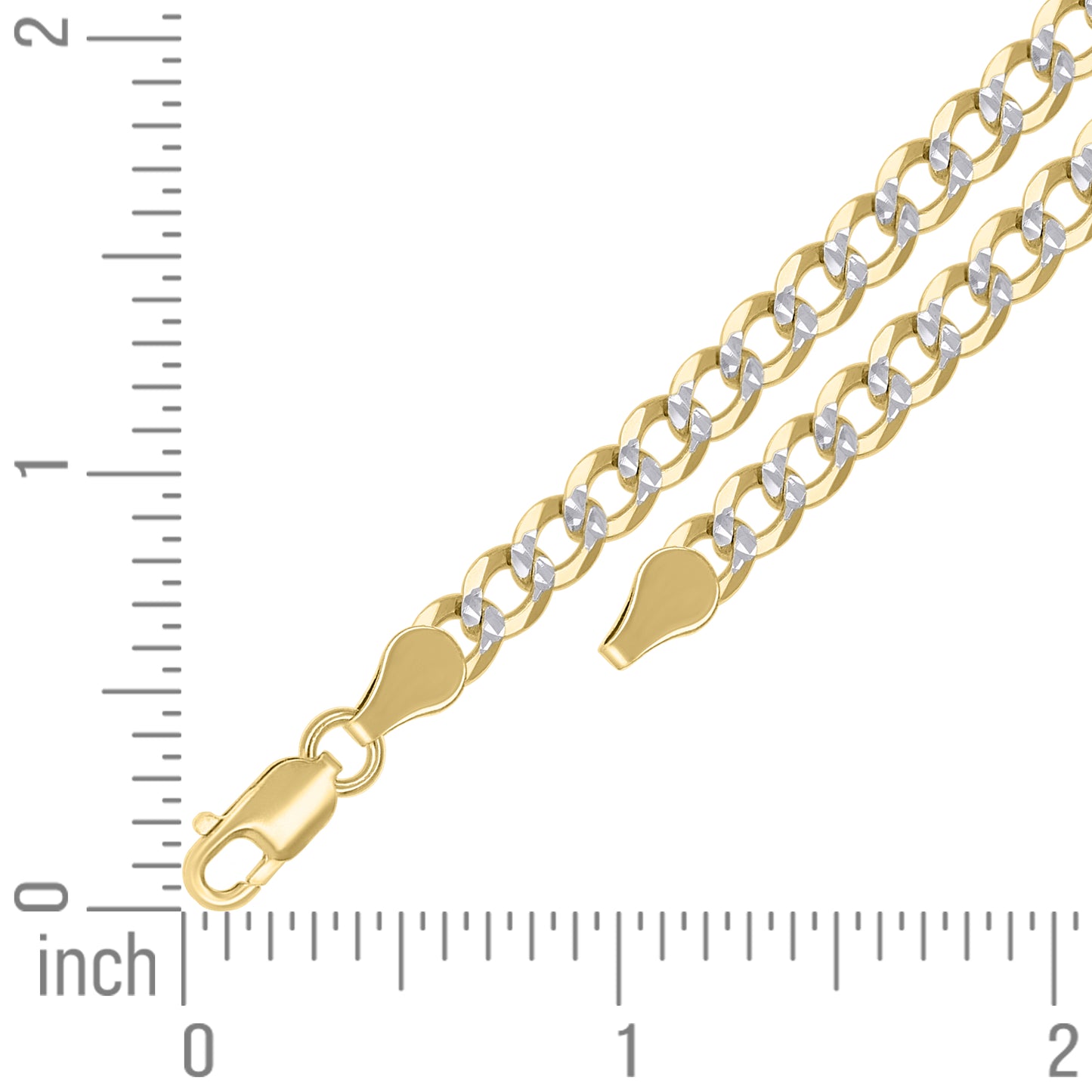 925 Silver Solid Super Flat Cuban Chain Two-tone 5.2mm