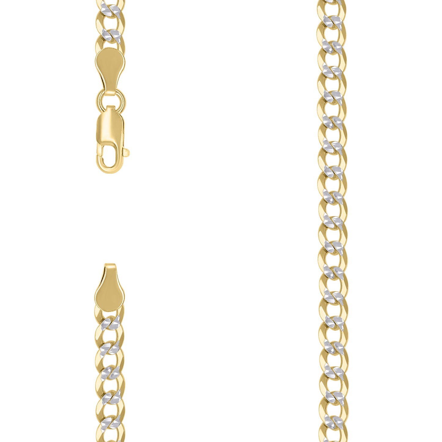 925 Silver Solid Super Flat Cuban Chain Two-tone 5.2mm