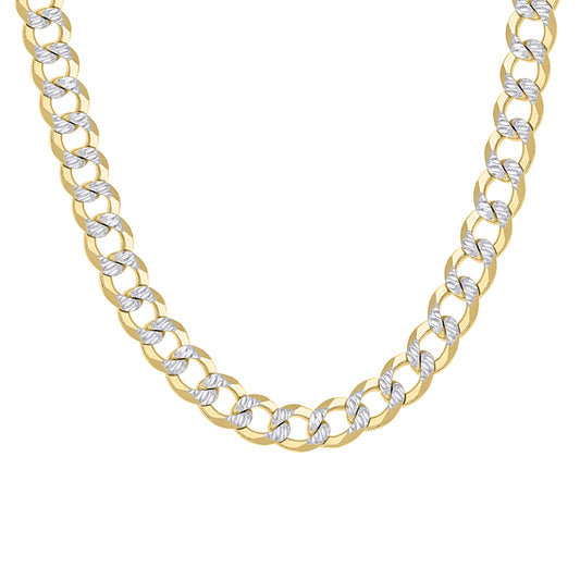925 Silver Solid Super Flat Cuban Chain Two-tone 6.8mm