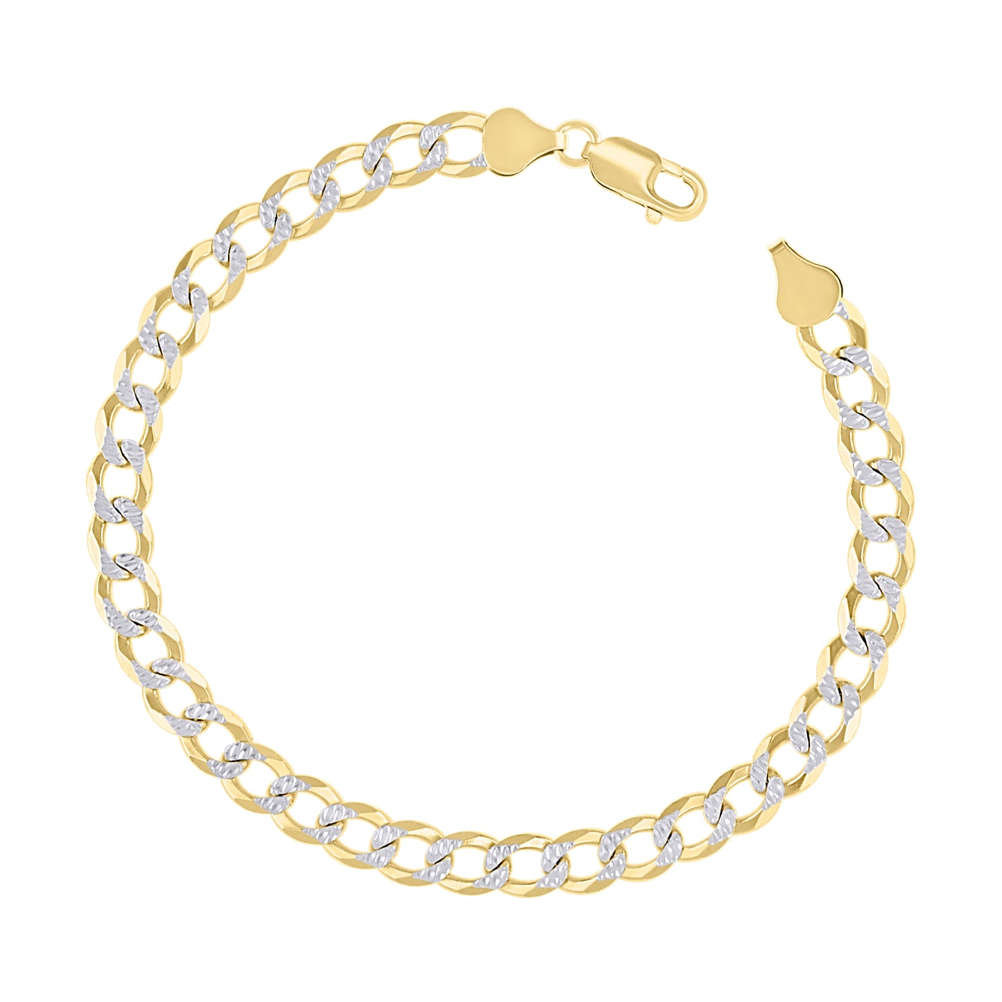 925 Silver Solid Super Flat Cuban Chain Two-tone 6.8mm