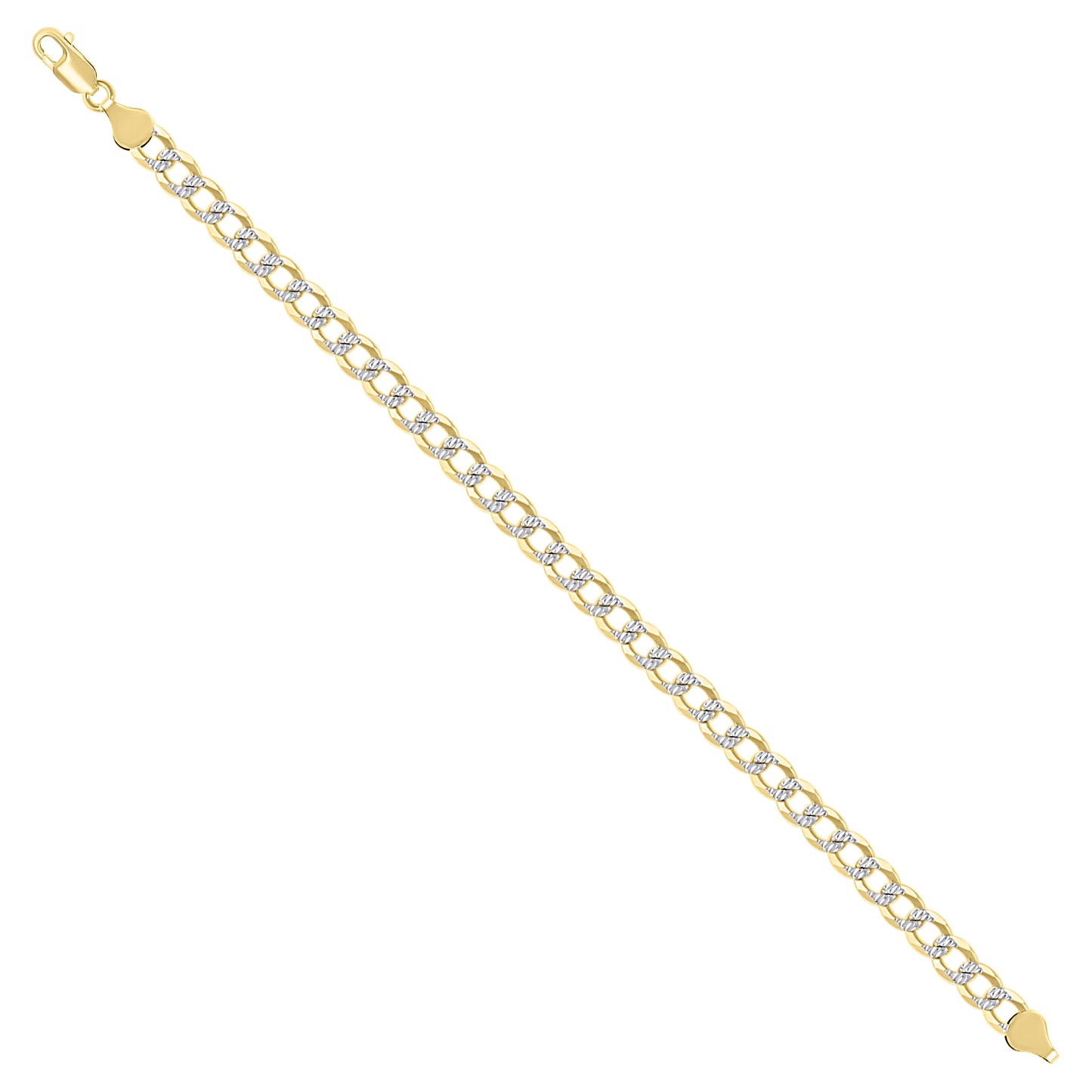 925 Silver Solid Super Flat Cuban Chain Two-tone 6.8mm