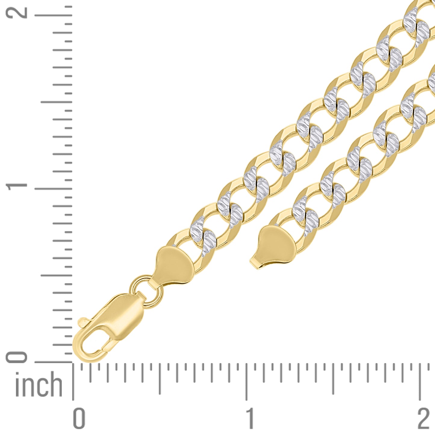 925 Silver Solid Super Flat Cuban Chain Two-tone 6.8mm